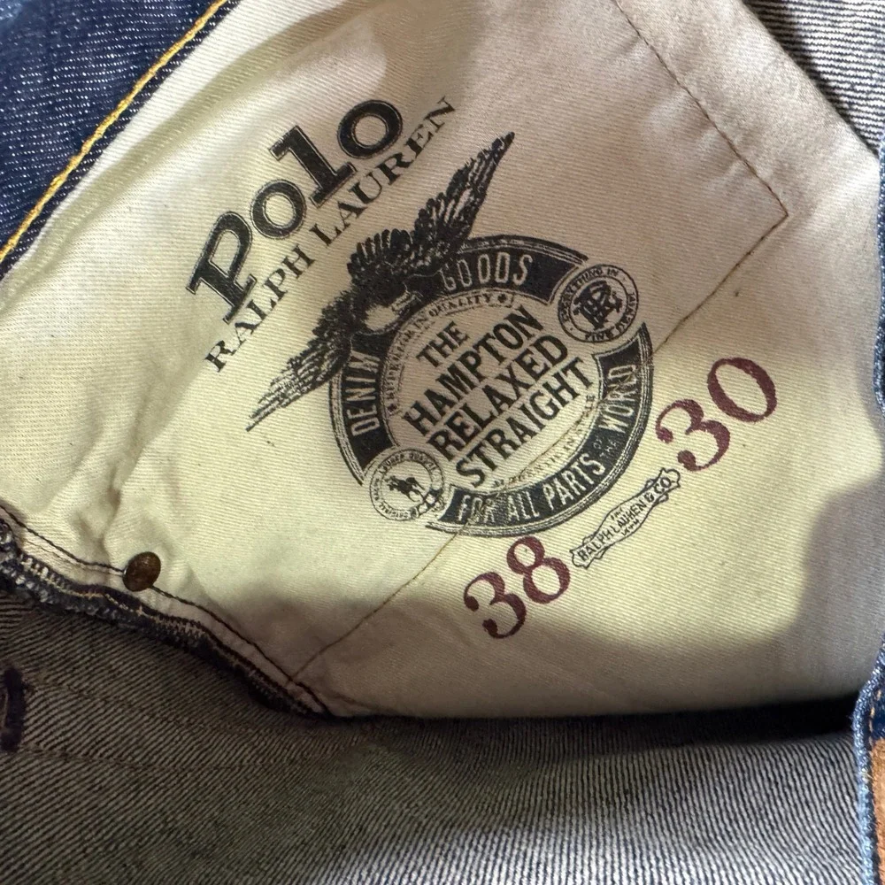 Polo Ralph Lauren Mens‎ Dark Blue Hampton Relaxed Straight Leg Denim Jeans 38x30